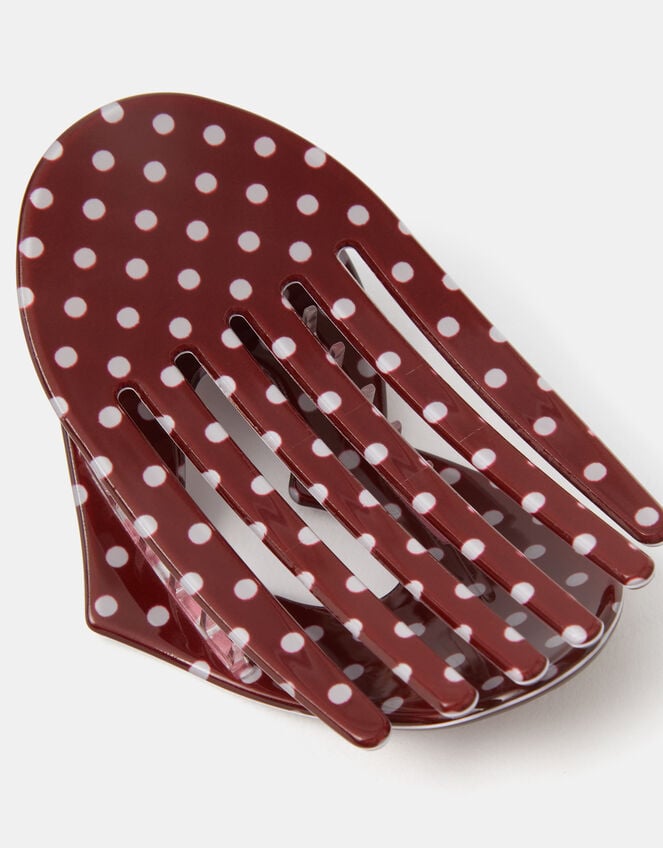 Polka Dot Heart Flat Claw Clip, , large