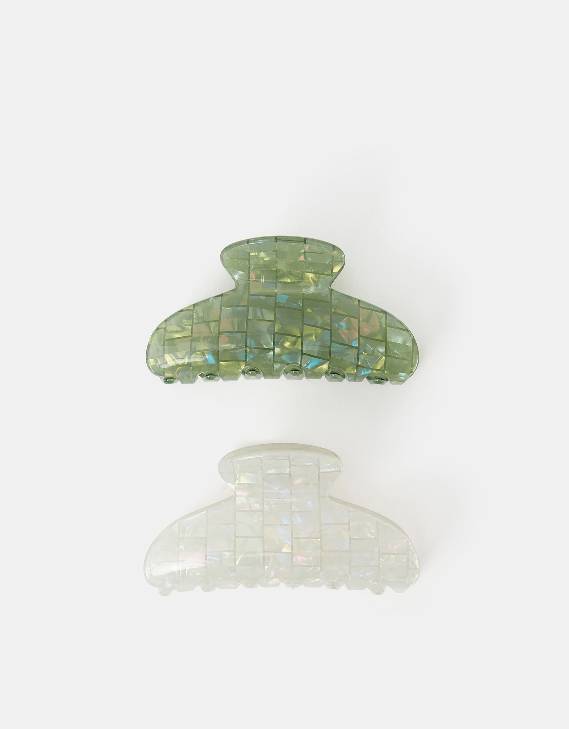 accessorize 2-Pack Iridescent Tile Resin Claw Clips