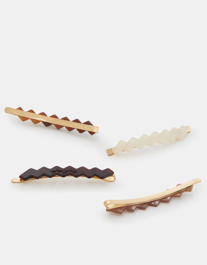 4-Pack Zig Zag Resin Hair Slides, , large