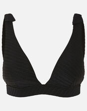 Knot Shoulder Triangle Bikini Top, Black (BLACK), large