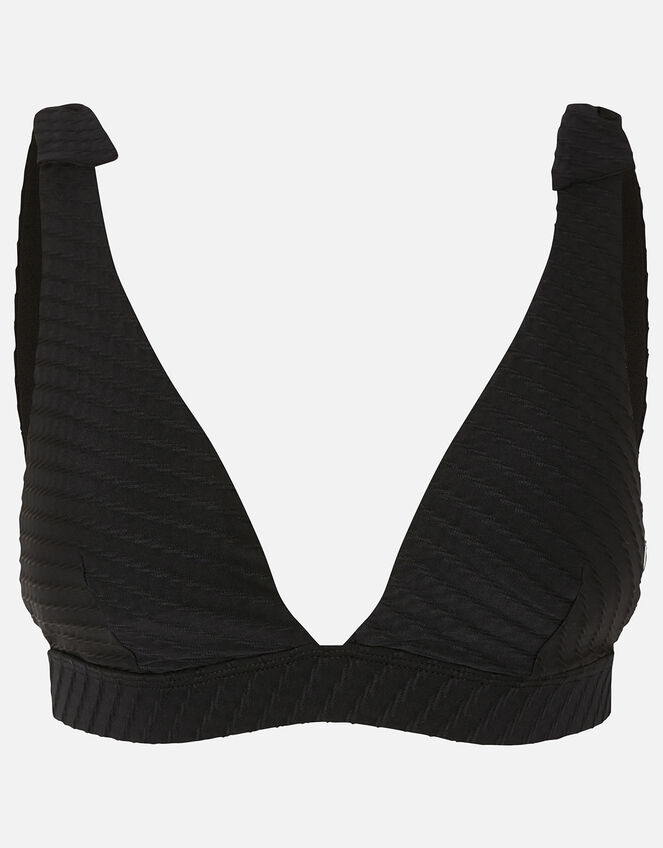 Knot Shoulder Triangle Bikini Top, Black (BLACK), large