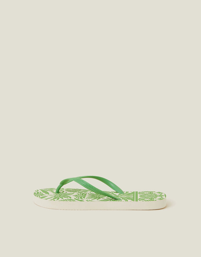 Ornate Print Flip Flops, Green (GREEN), large