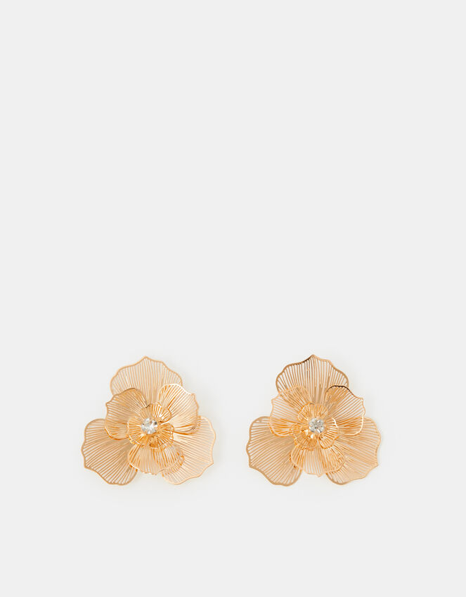 Filigree Flower Stud Earrings, , large