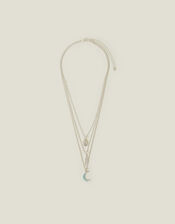 Celestial Pendant Layered Necklace Silver, , large