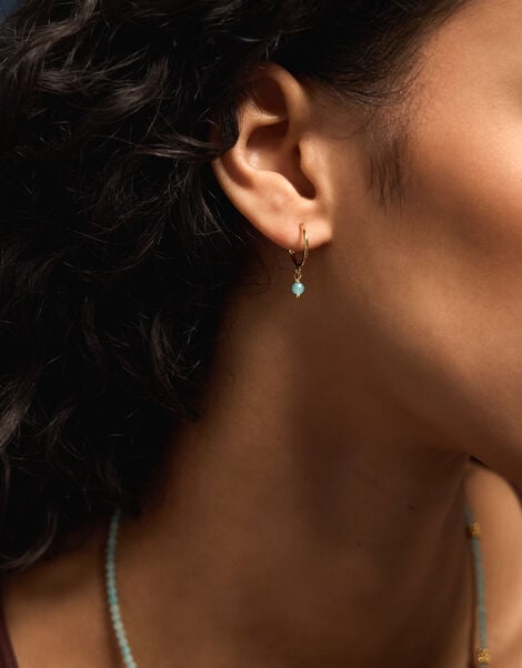 4-Pack 14ct Gold-Plated Semi Precious Hoop Earrings, , large