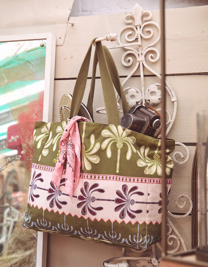 Palm Print Beach Bag, , large