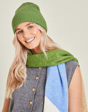 Soho Rib Knit Beanie Hat, Green (GREEN), large