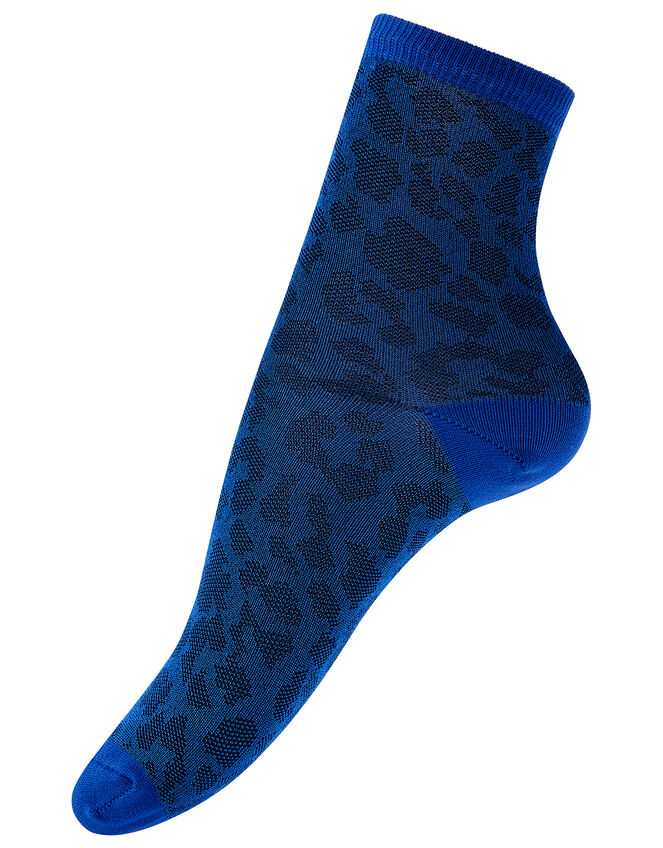 Slinky Leopard Socks, Blue (BLUE), large