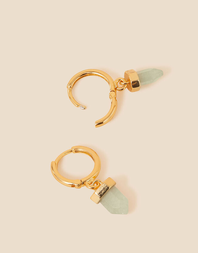 14ct Gold-Plated Aventurine Shard Earrings, , large