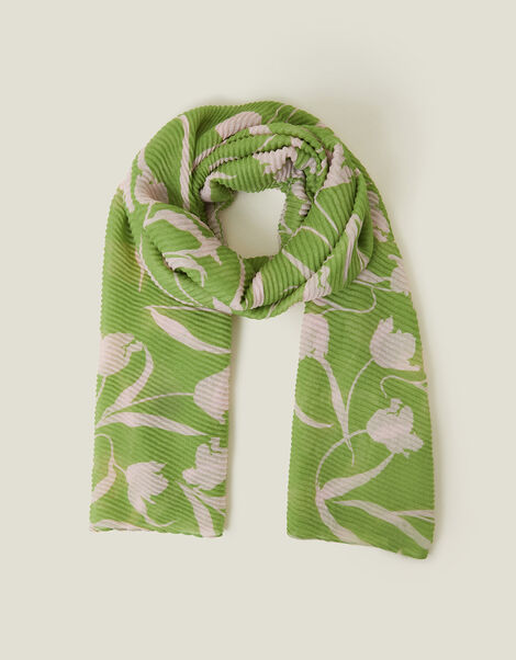 Lightweight Floral Pleat Scarf, , large