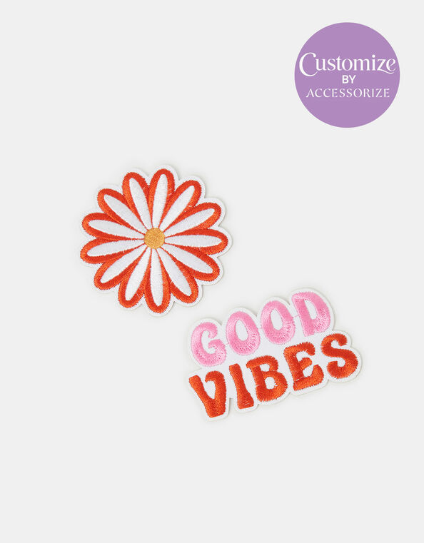 2-Pack Good Vibes Embroidered Iron-On Patches, , large