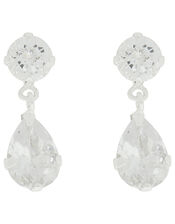 Sterling Silver Cubic Zirconia Drop Earrings, , large