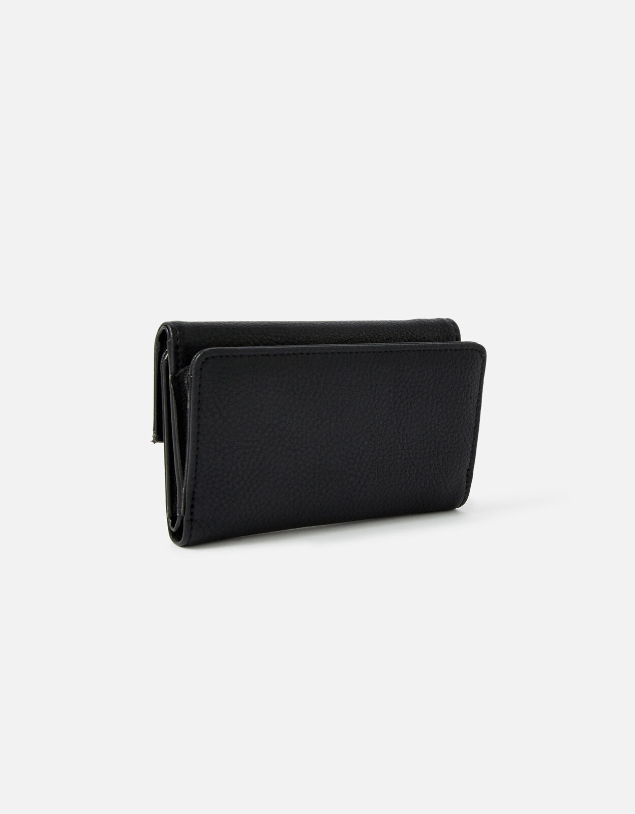 Accessorize Accessorize Purse Wallet Trifold Envelope Black Leather Zip Up Suede Gold Clasp 