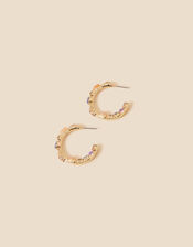 Chunky Facet Bead and Gem Hoop Earrings, , large