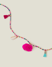 Girls Pom-Pom Shell Necklace, , large