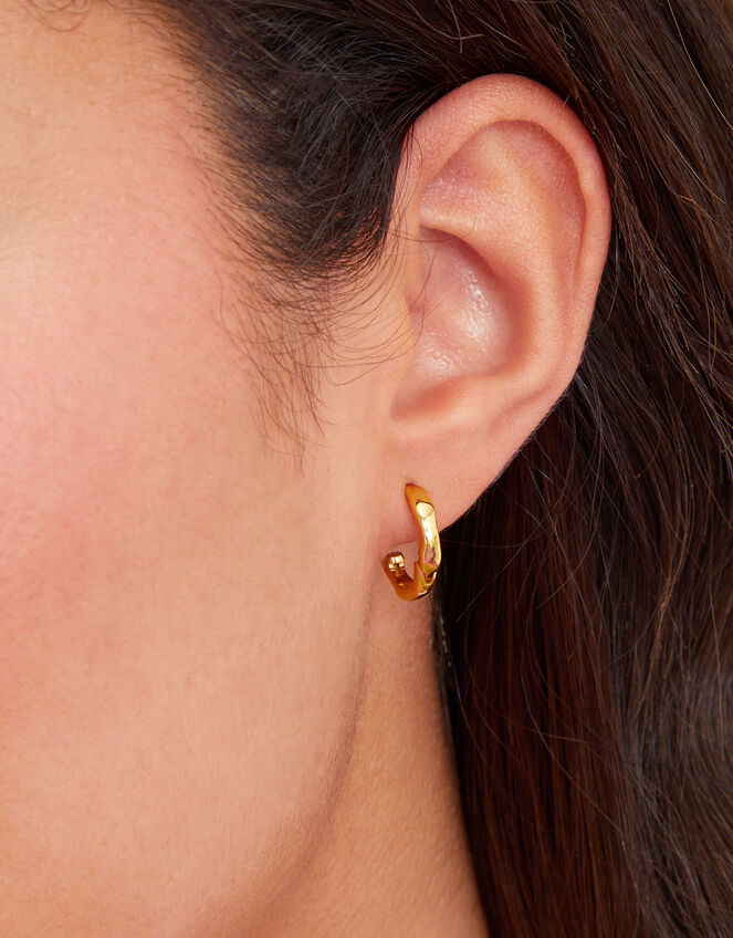 14ct Gold-Plated Rose Quartz Molten Earrings Set of Two, , large
