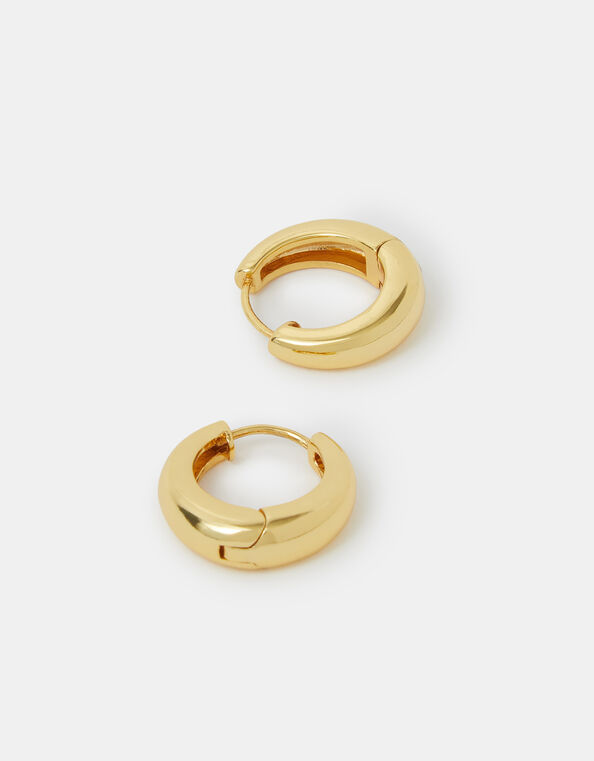 14ct Gold-Plated Chunky Huggie Hoop Earrings, , large