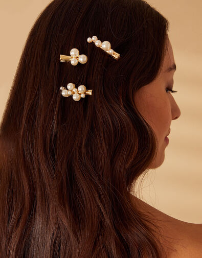 Mini Pearl Salon Clips Set of Three, , large