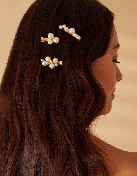 Mini Pearl Salon Clips Set of Three, , large