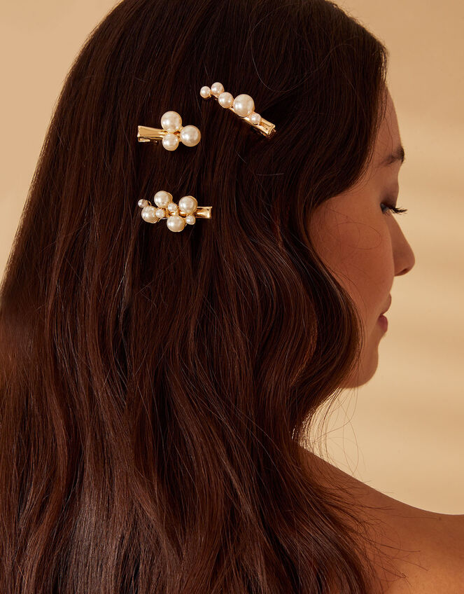 Mini Pearl Salon Clips Set of Three, , large