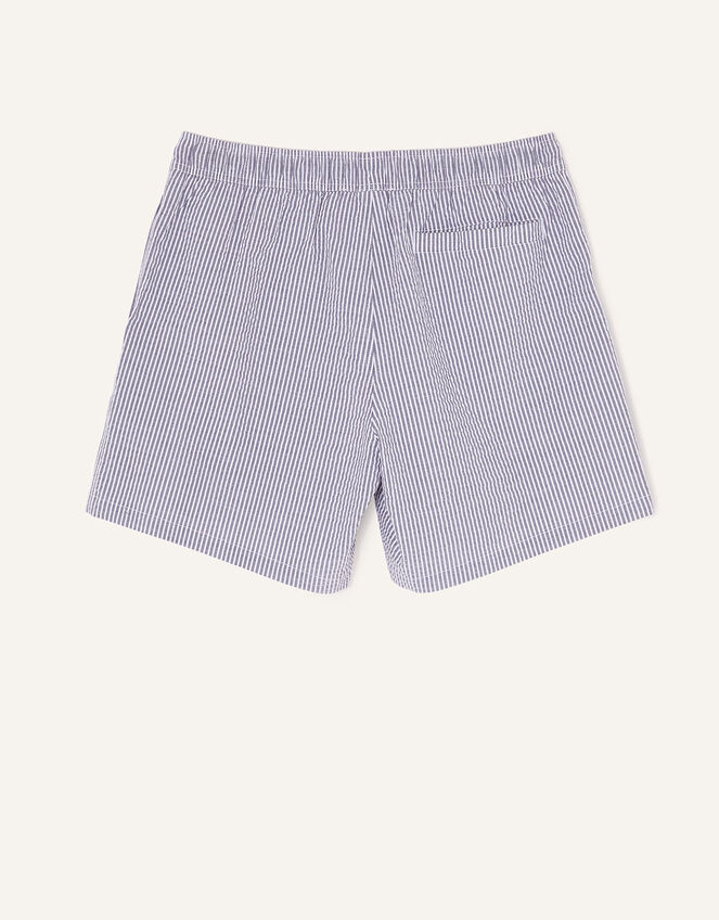 Mens Seersucker Stripe Swimming Shorts, Grey (GREY), large