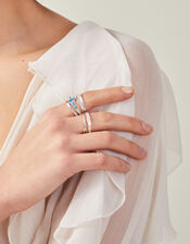 5-Pack Feather Stone Rings Silver, Silver (SILVER), large