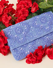 Beaded Fold Over Clutch, , large