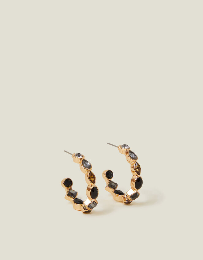 Eclectic Stone Hoop Earrings, , large