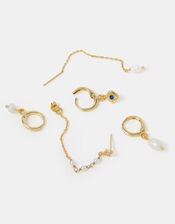 5-Pack 14ct Gold-Plated Mother of Pearl Stud & Hoop Earrings, , large