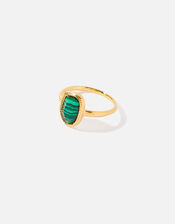 Gold-Plated Irregular Malachite Ring, Green (GREEN), large