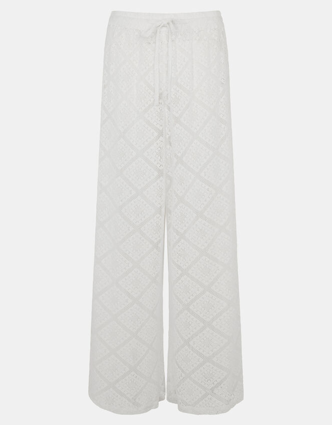 Wide Leg Lace Trousers, Ivory (IVORY), large