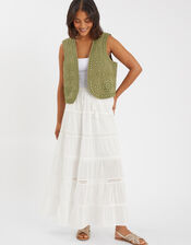 Mirror Embellished Quilted Waistcoat, Green (KHAKI), large