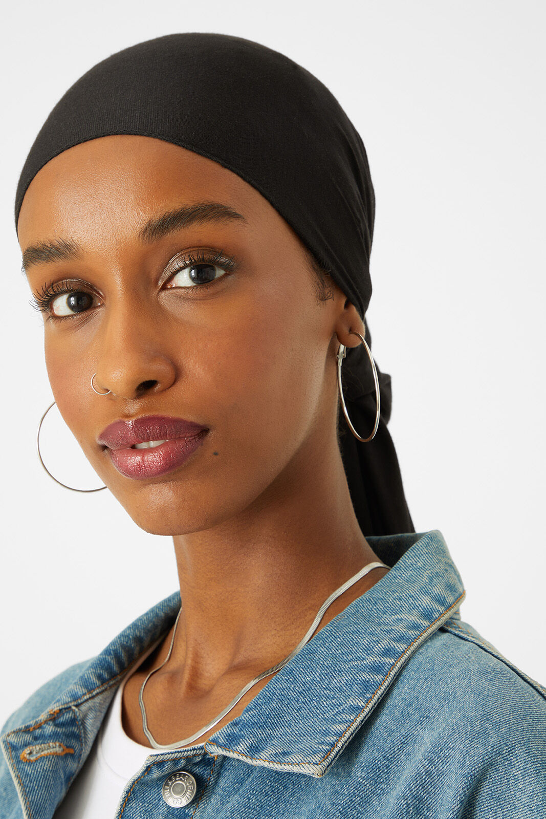 Thin large silver hoop on sale earrings