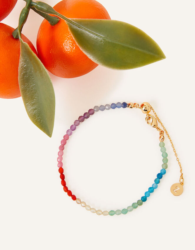 14ct Gold-Plated Healing Stone Beaded Bracelet, , large