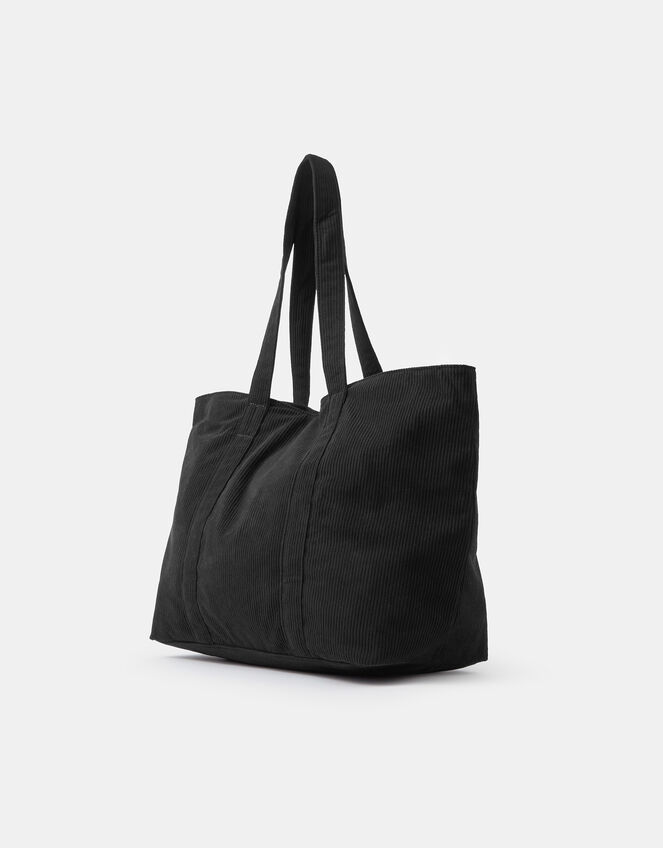 Corduroy Shopper Bag, Black (BLACK), large