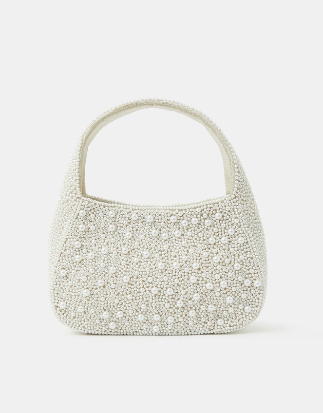 Mini Hand-Beaded Pearl Handbag, , large