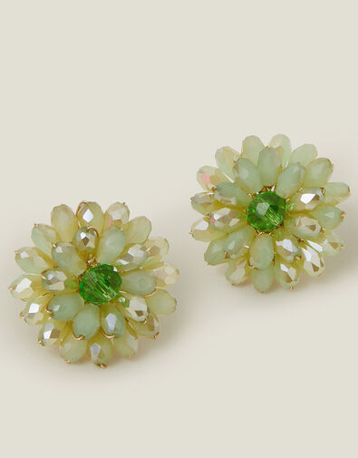 Beaded Flower Stud Earrings, , large