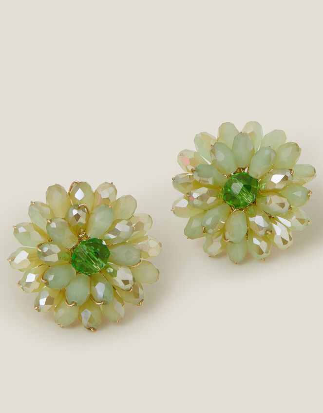 Beaded Flower Stud Earrings, , large