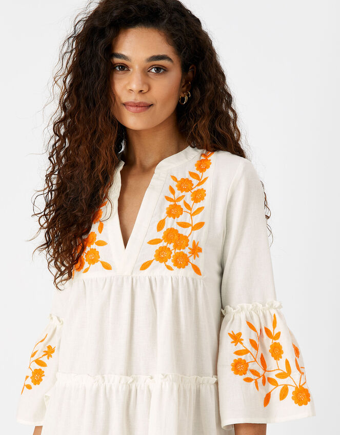 Floral Embroidered Cover-Up Dress, Orange (ORANGE), large