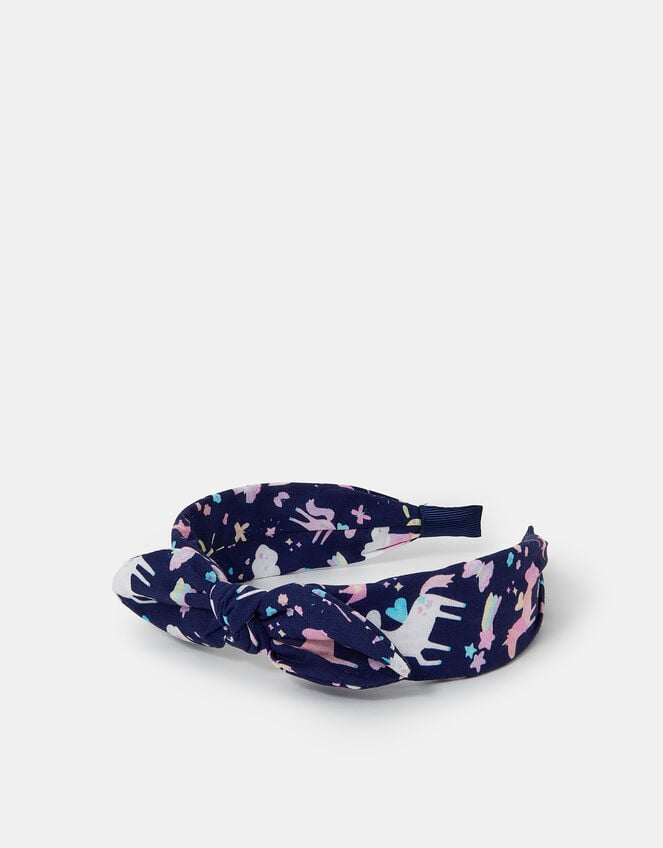 Girls Unicorn Print Bow Headband, , large