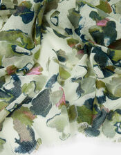 Waterlilly Print Scarf, Green (GREEN), large