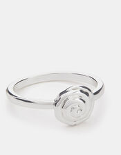 Sterling Silver-Plated Shell Ring, Silver (ST SILVER), large