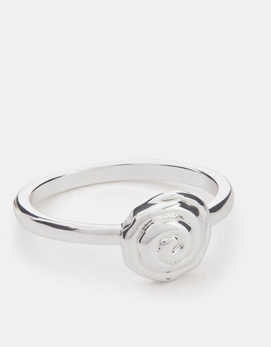 Sterling Silver-Plated Shell Ring, Silver (ST SILVER), large