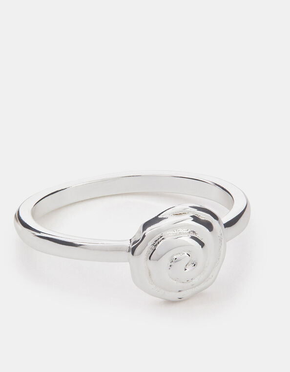 Sterling Silver-Plated Shell Ring, Silver (ST SILVER), large