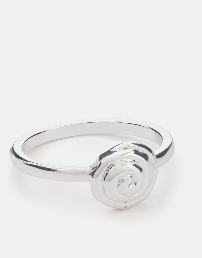 Sterling Silver-Plated Shell Ring, Silver (ST SILVER), large