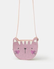 Girls Glitter Cat Crossbody Bag, , large