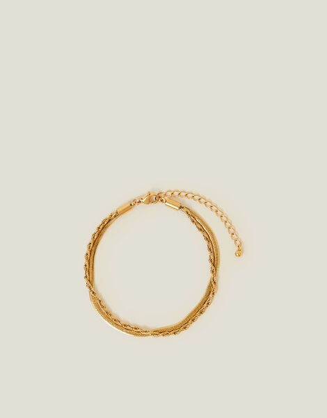 14ct Gold-Plated Stainless Steel Layered Twist Omega Bracelet, , large