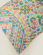 Mirror Embellished Cotton Cushion, , large