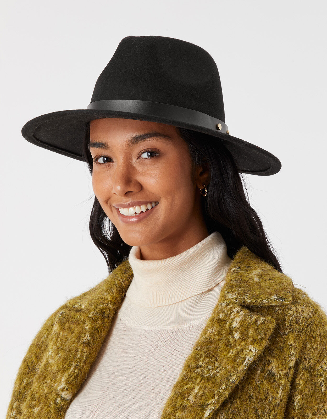 Black wool fedora hat sale