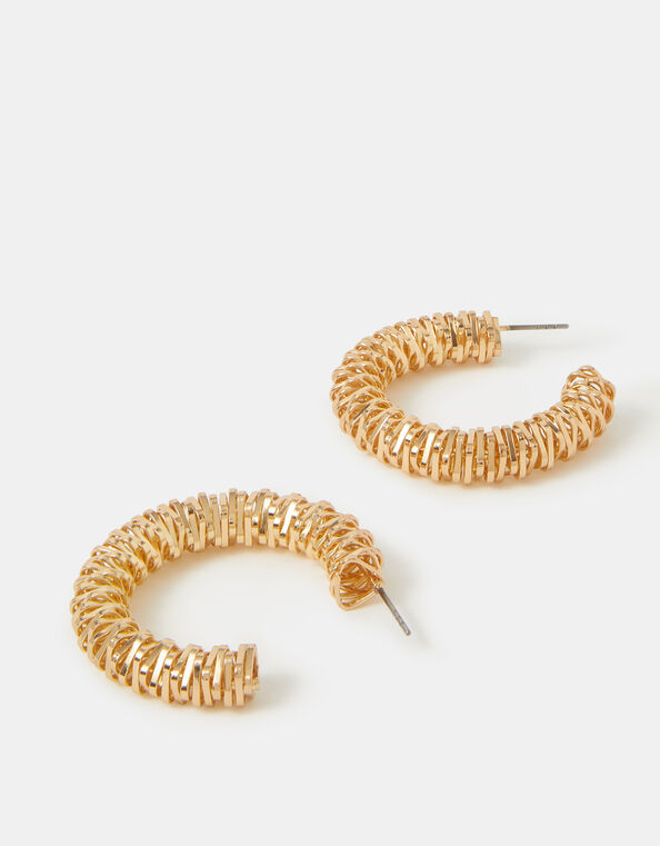 Large Textured Hoop Earrings, , large